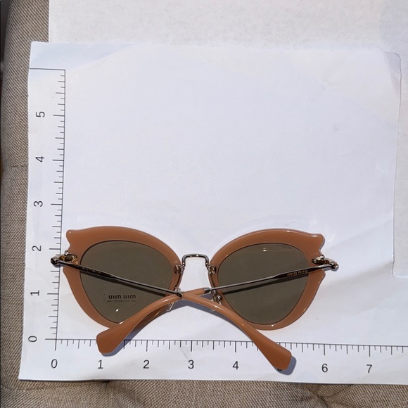 MIU MIU NWT Authentic Cat Eye Peach Beige Gold Women Sunglasses main image 10